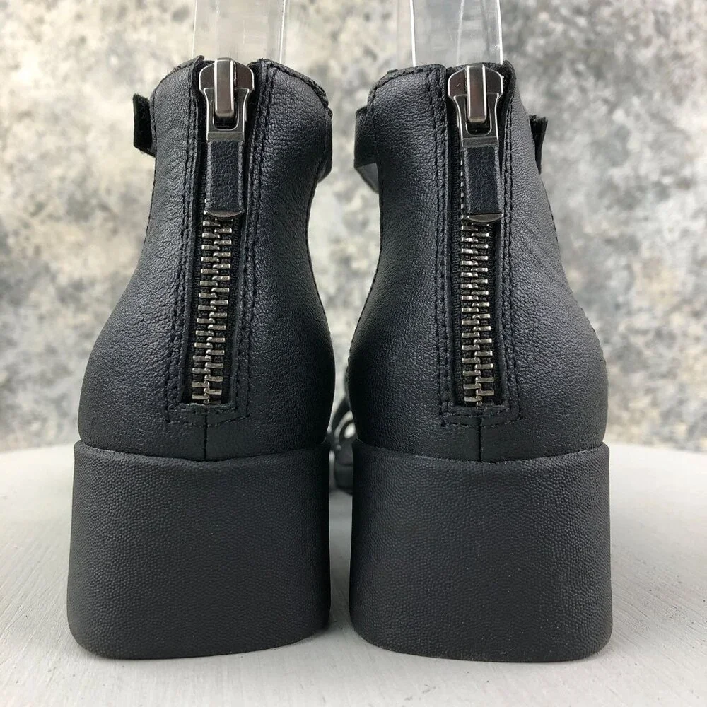 Eileen Fisher NWOT Women's Size 6.5 Noni Black Leather Open Toe Heeled Sandals